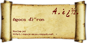 Agocs Áron névjegykártya